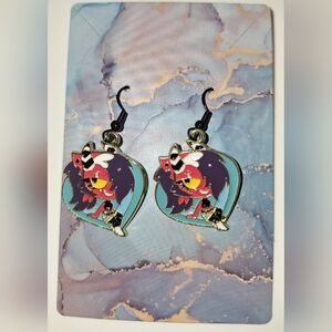 Helluva Boss Earrings Handmade Hypoallergenic Heart Shape Dangle Sally Mae